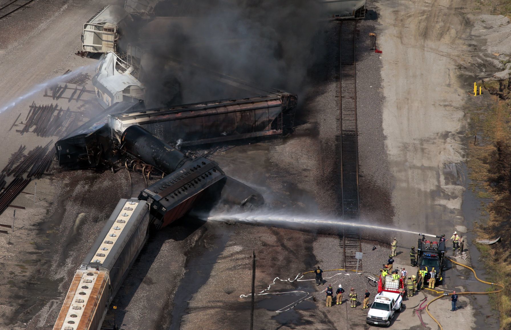 Train derailment sparks fire, evacuations in Dupo